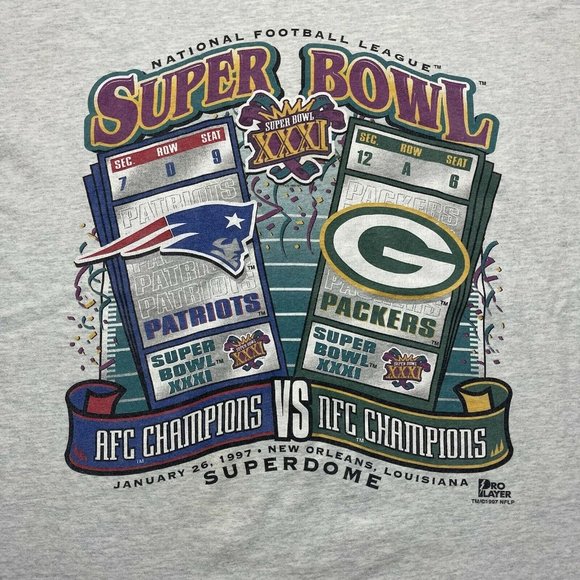 Vintage 90’s Super Bowl XXXI T Shirt by Pro Player 1997 NFL Single Stitched - Picture 2 of 9